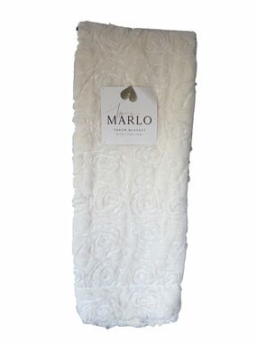 Love, Marlo Ivory Rose Faux Fur Throw Blanket 50” x 70” Plush Soft Cozy NWT